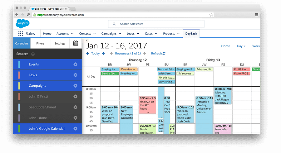 Salesforce Integratoion Caledar by Dayback